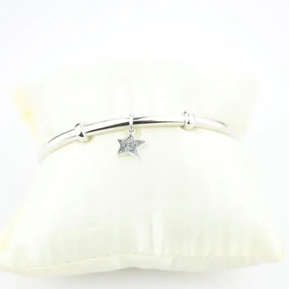 Coach Silver Glitter Star Charm Cuff Bracelet - Picture 3 of 6